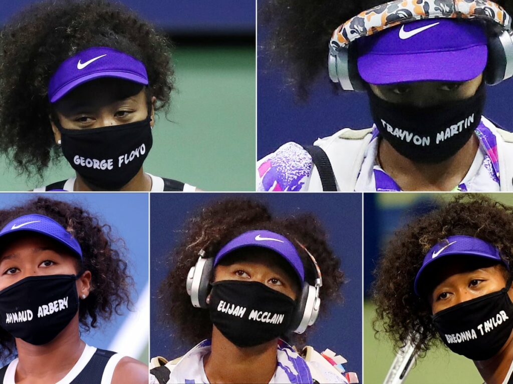 Tại US Open 2020, Naomi từng mang khẩu trang có tên những người Mỹ gốc Phi bị mất vì phân biệt chủng tộc 