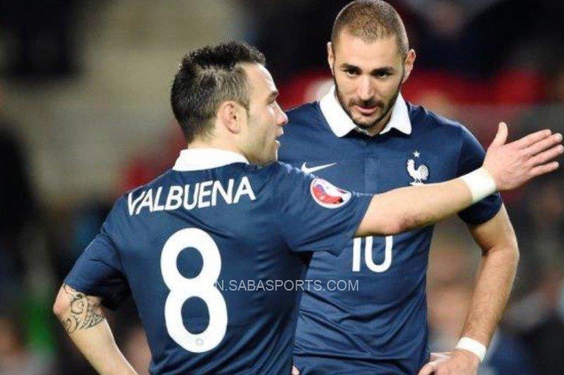 Benzema và Valbuena trong màu áo ĐT Pháp