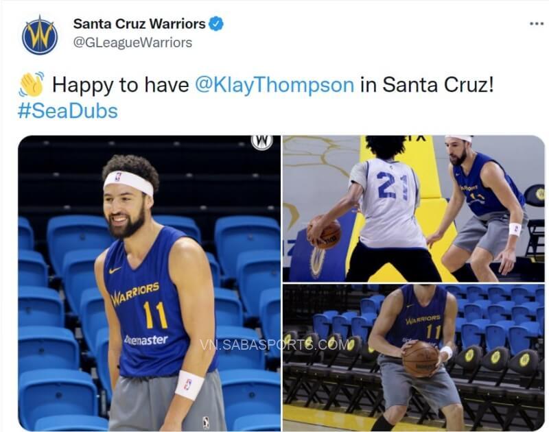Klay Thompson vừa được đăng ký tại Santa Cruz (đội dự bị của Warriors)