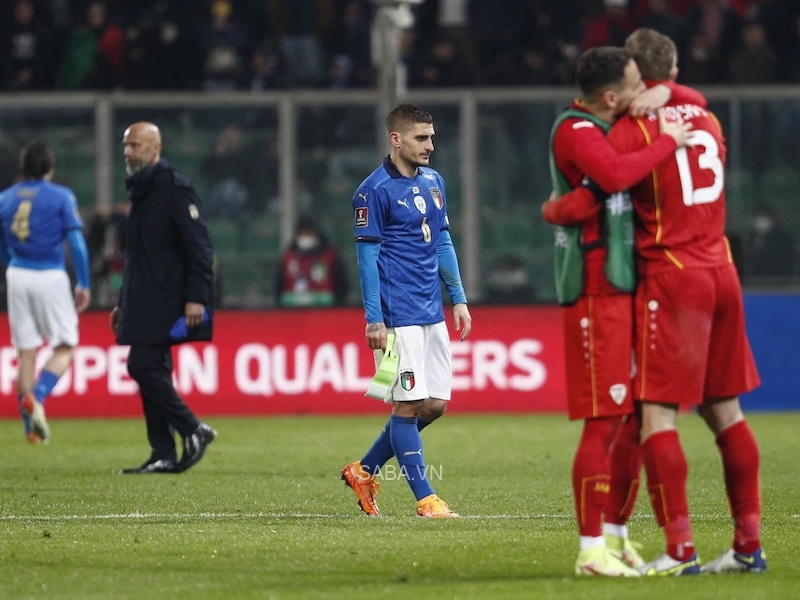 Verratti mang băng đội trưởng tuyển Italia tại trận thua Bắc Macedonia
