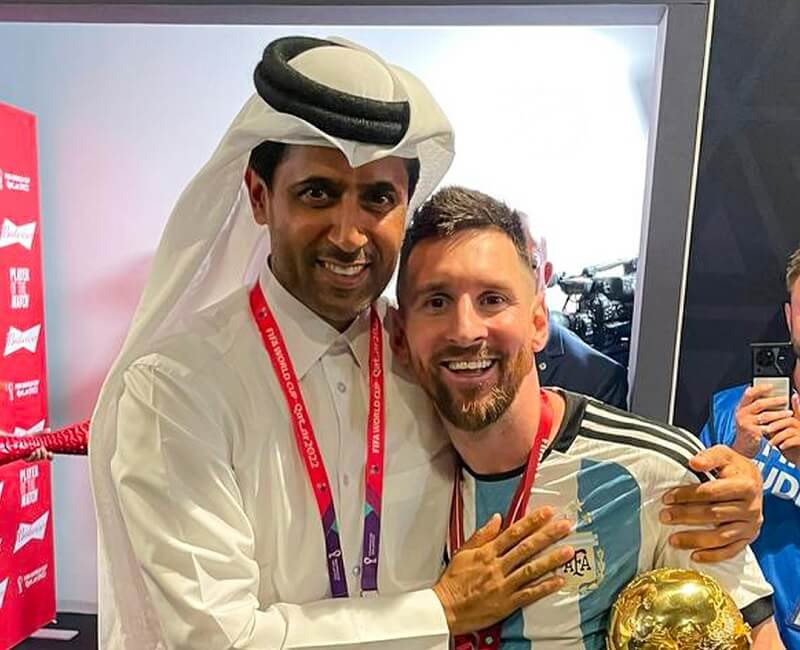 Chủ tịch Khelaifi chúc mừng Messi vô địch World Cup