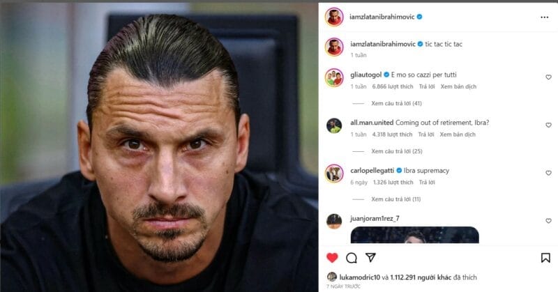 Zlatan Ibrahimovic đang thông điệp ẩn ý lên trang cá nhân.