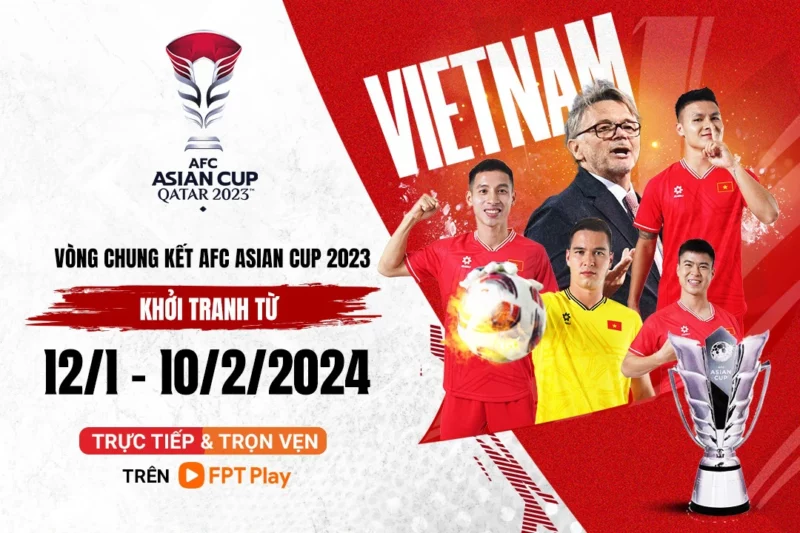 FPT Play và VTV cùng phát sóng trọn vẹn Asian Cup 2023 (Ảnh: FPT Play).
