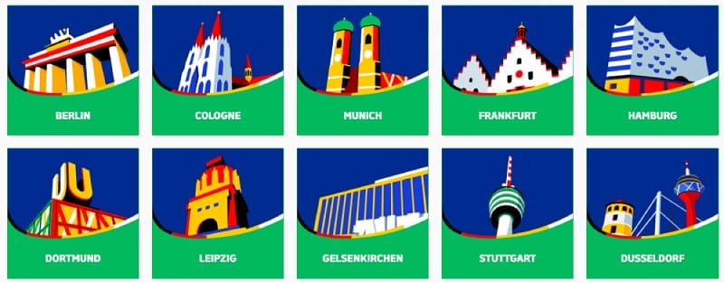 Logo của các thành phố tổ chức Euro 2024