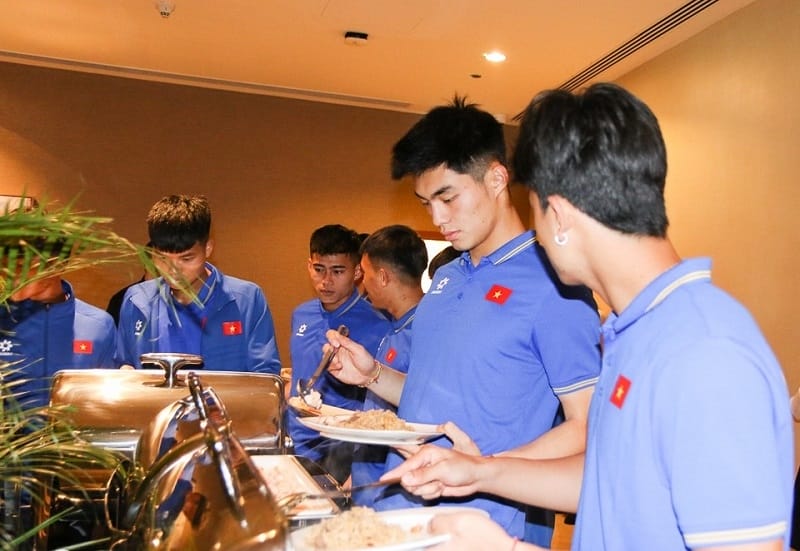 Thực đơn của U23 Việt Nam được đảm bảo kỹ lưỡng về mặt dinh dưỡng (Ảnh: VFF).