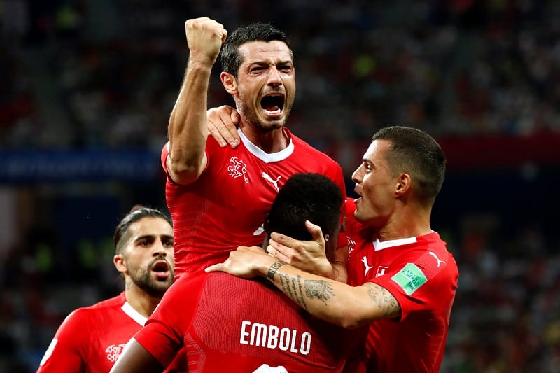 Cầu thủ Thụy Sĩ ăn mừng bàn thắng tại World Cup 2018